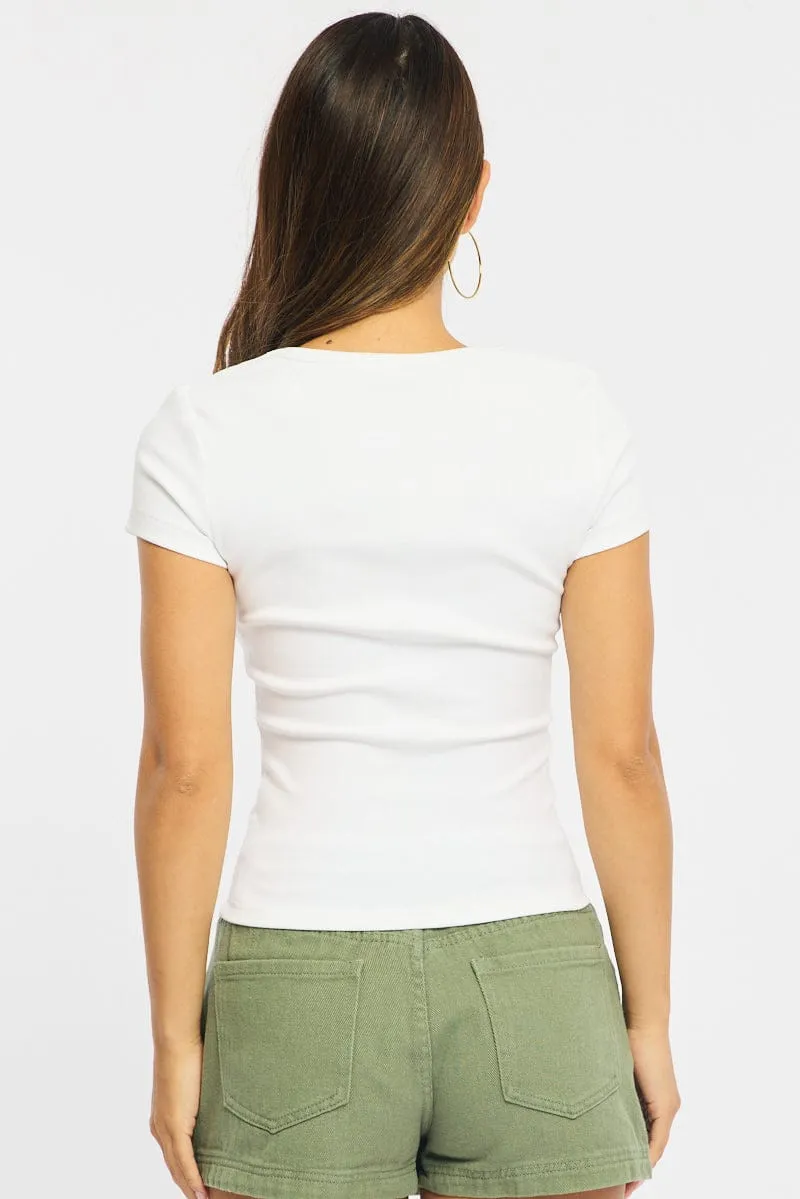 White T-shirt Short Sleeve sold by Ally Fashion product image thumbnail 5