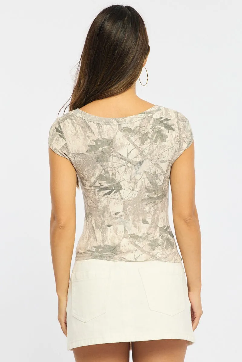 Green Print Scoop Neck T-shirt Short Sleeve sold by Ally Fashion product image thumbnail 5