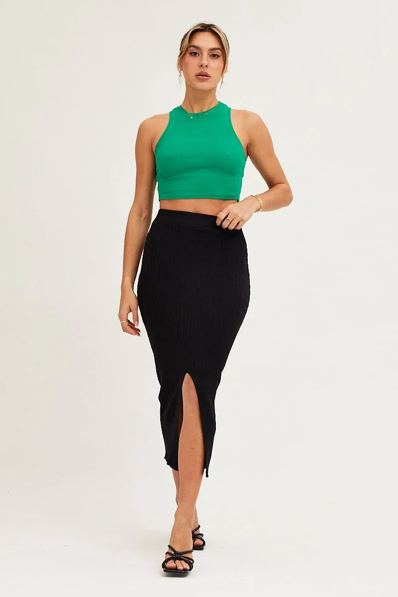 Black Slit Knit Midi Skirt sold by Ally Fashion product image thumbnail 2
