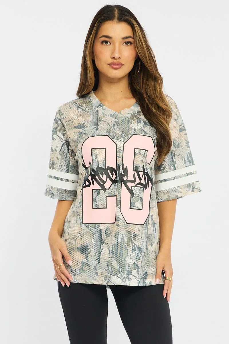 Green Print Sports Tee Short Sleeve sold by Ally Fashion product image thumbnail 3