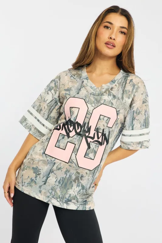 Green Print Sports Tee Short Sleeve made by Ally Fashion