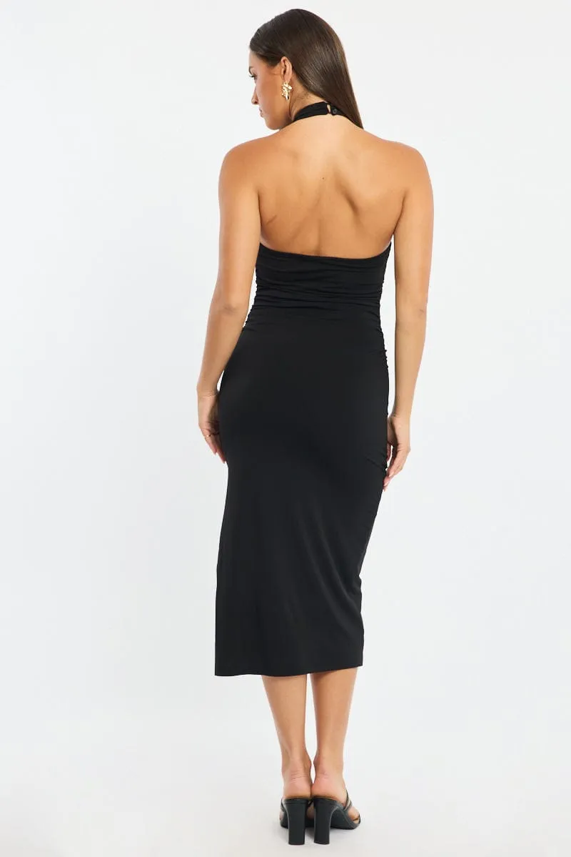 Black Bodycon Dress High Neck Side Ruched sold by Ally Fashion product image thumbnail 4
