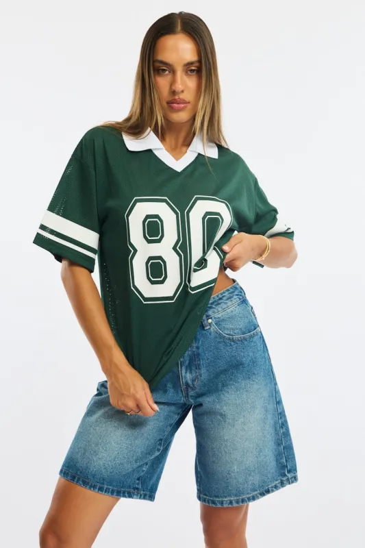 Green Sport Tee Collar Short Sleeve sold by Ally Fashion