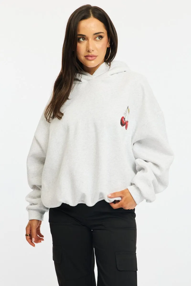 Grey Graphic Hoodie Sweater Long Sleeve sold by Ally Fashion product image thumbnail 3