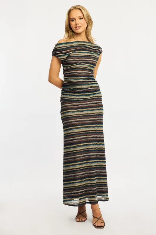 Grey Stripe Bodycon Dress Off Shoulder made by Ally Fashion