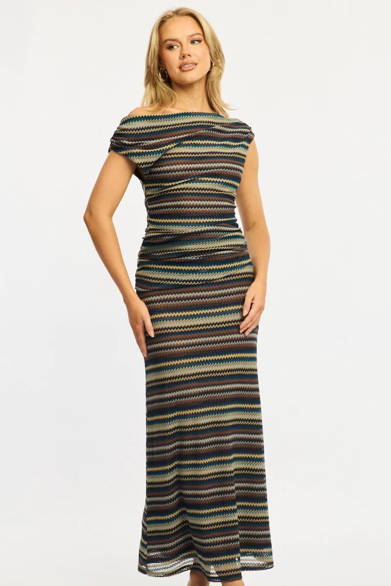 Grey Stripe Bodycon Dress Off Shoulder sold by Ally Fashion product image thumbnail 2