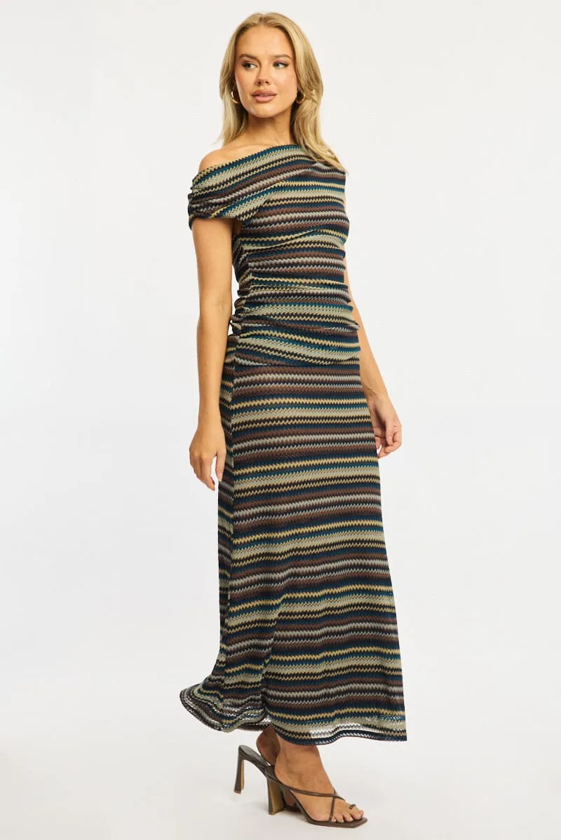 Grey Stripe Bodycon Dress Off Shoulder sold by Ally Fashion product image thumbnail 3