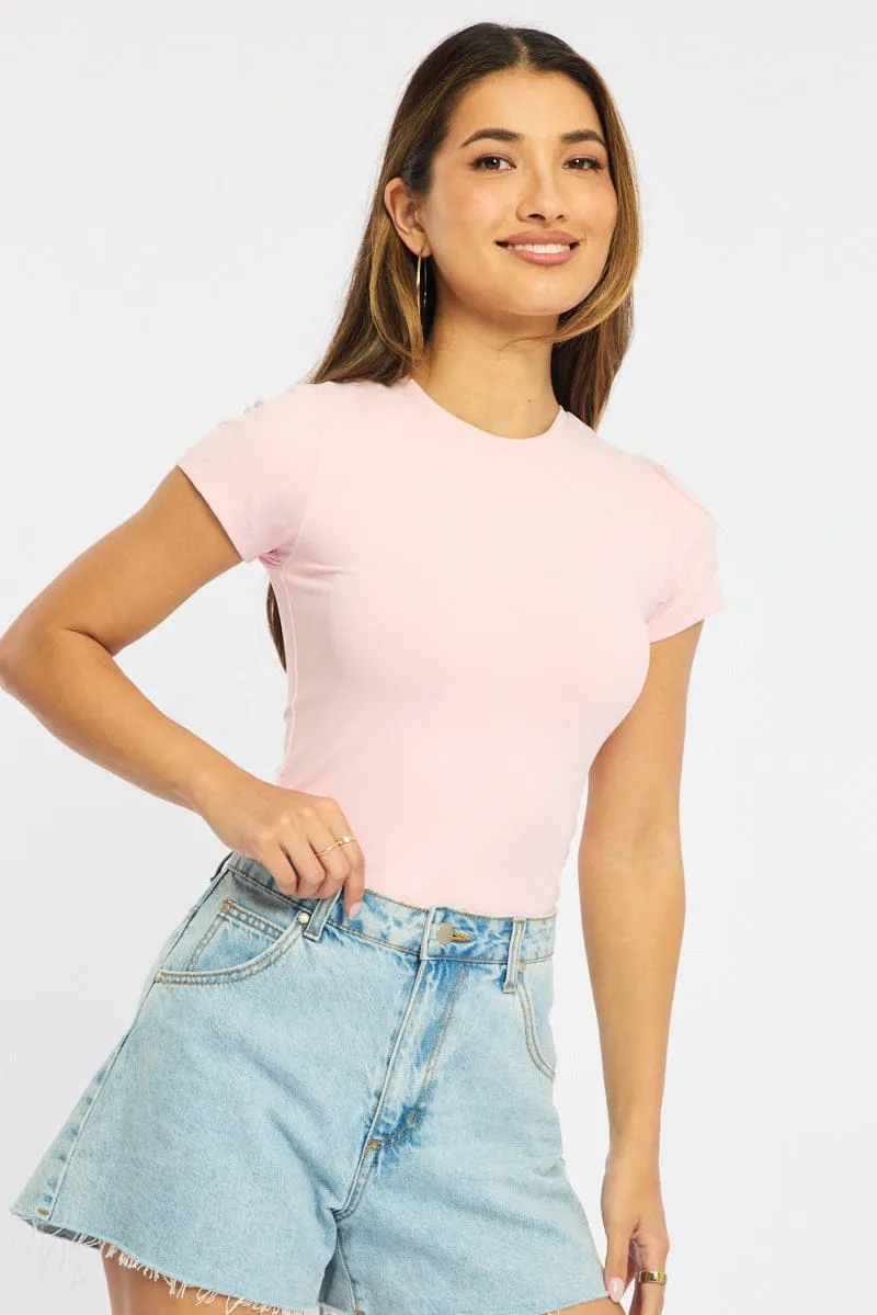 Pink T-shirt Cap Sleeve Supersoft sold by Ally Fashion