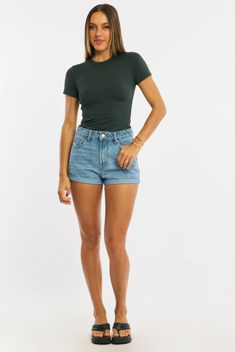 Green Supersoft Crew Neck Short Sleeve sold by Ally Fashion product image thumbnail 2