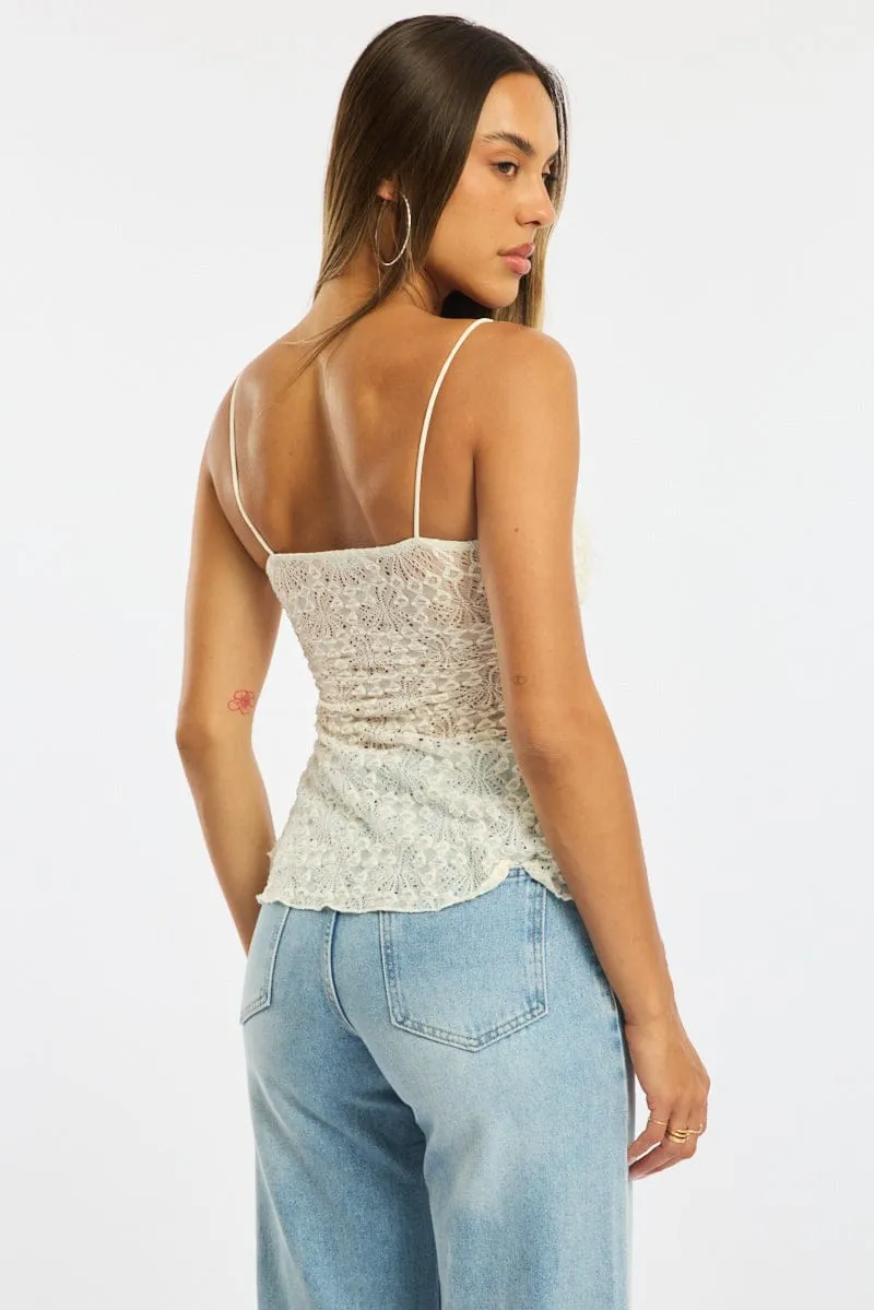 White Singlet Top Lace sold by Ally Fashion product image thumbnail 4