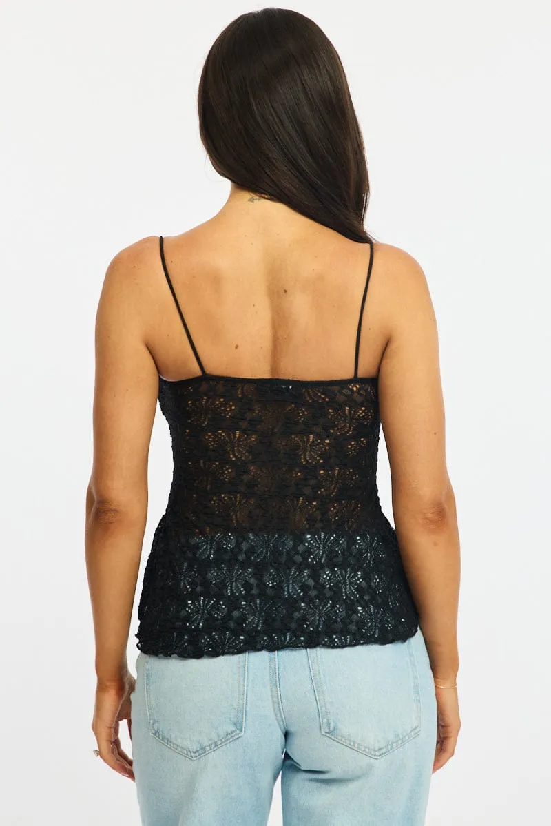 Black Singlet Top Lace sold by Ally Fashion product image thumbnail 4