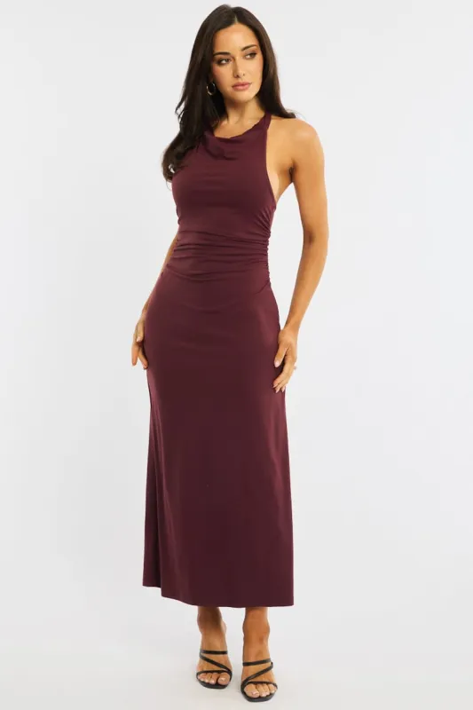 Red Midi Dress Halter Neck sold by Ally Fashion