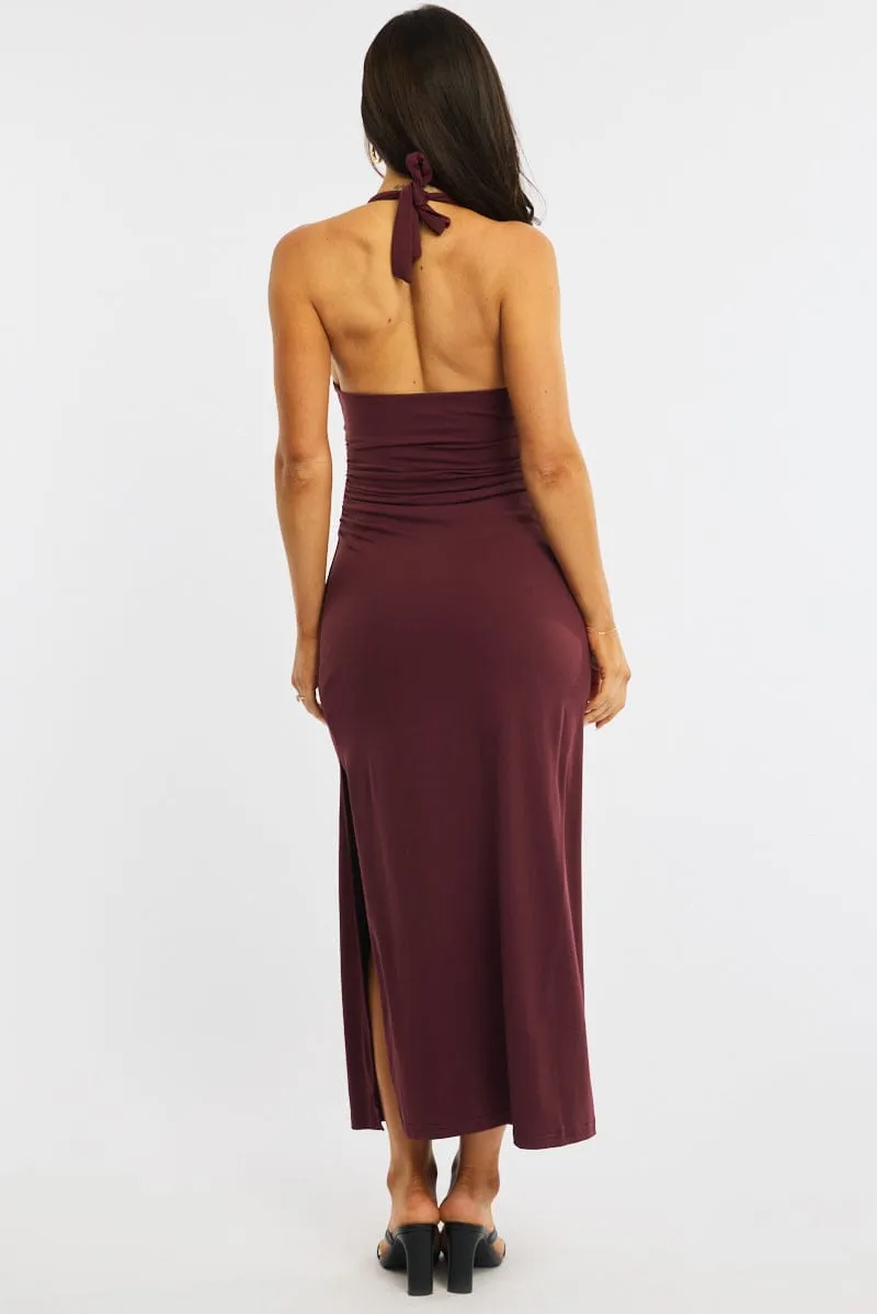 Red Midi Dress Halter Neck sold by Ally Fashion product image thumbnail 5