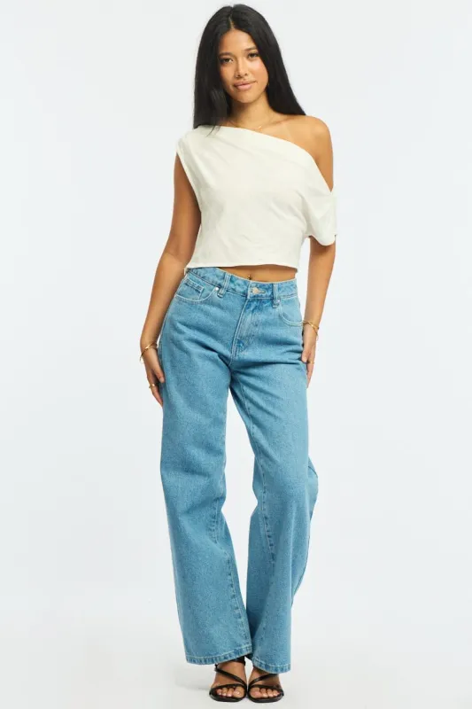 Denim Wide Leg Jeans Star Patch sold by Ally Fashion
