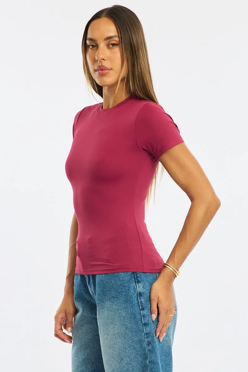 Red Supersoft Crew Neck Short Sleeve sold by Ally Fashion product image thumbnail 3
