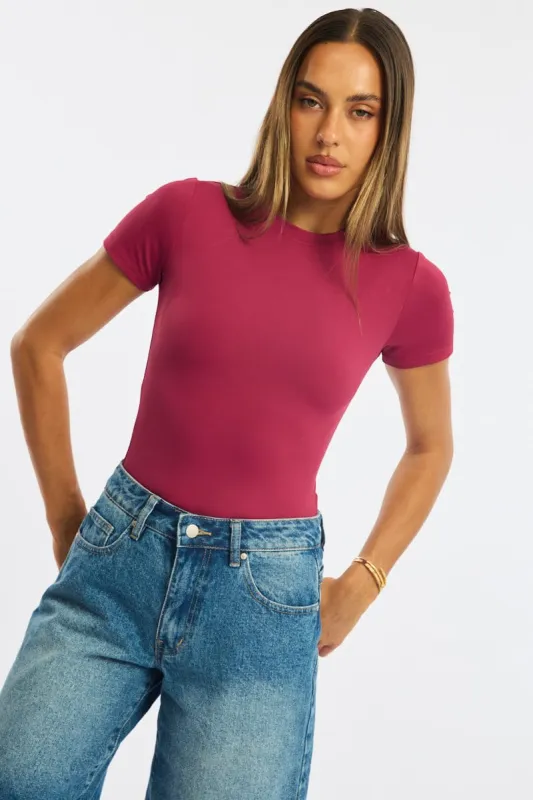 Red Supersoft Crew Neck Short Sleeve made by Ally Fashion