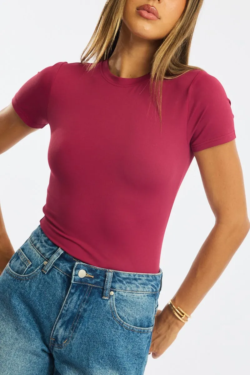 Red Supersoft Crew Neck Short Sleeve sold by Ally Fashion product image thumbnail 5