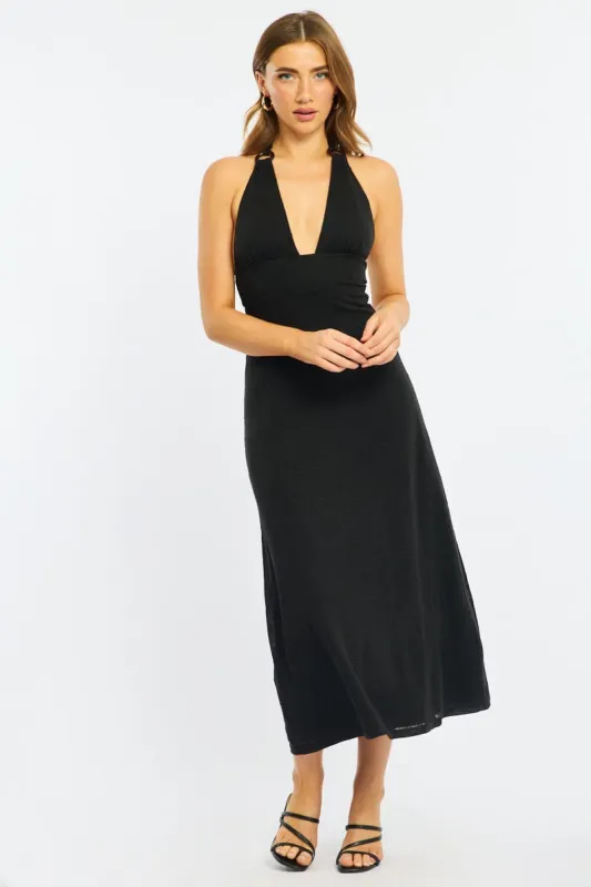 Black Maxi Dress Halter Neck sold by Ally Fashion