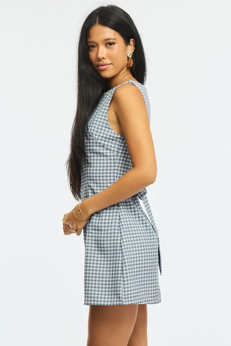 Blue Check Bodycon Dress Mini Check sold by Ally Fashion product image thumbnail 3
