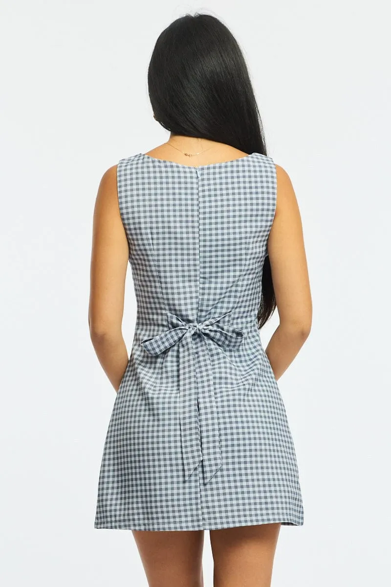 Blue Check Bodycon Dress Mini Check sold by Ally Fashion product image thumbnail 4