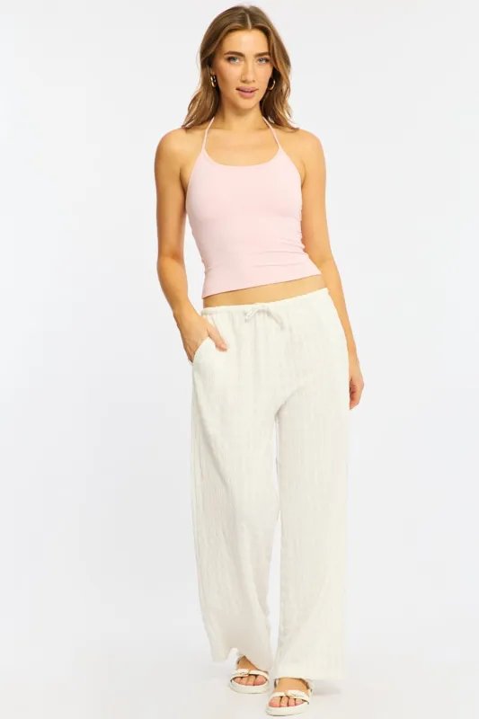 White Wide Leg Pants Elasticated Waist sold by Ally Fashion