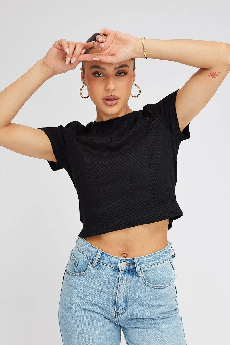 Black T Shirt Short Sleeve Crew Neck sold by Ally Fashion
