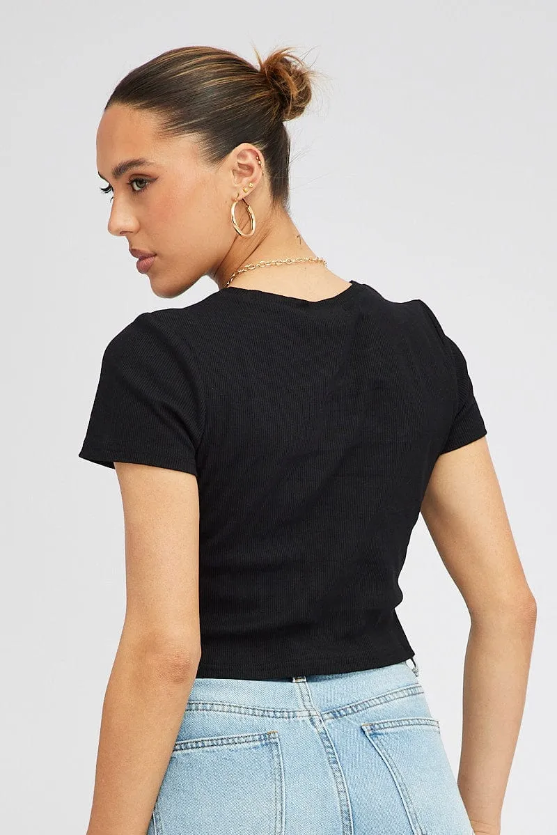 Black T Shirt Short Sleeve Crew Neck sold by Ally Fashion product image thumbnail 5