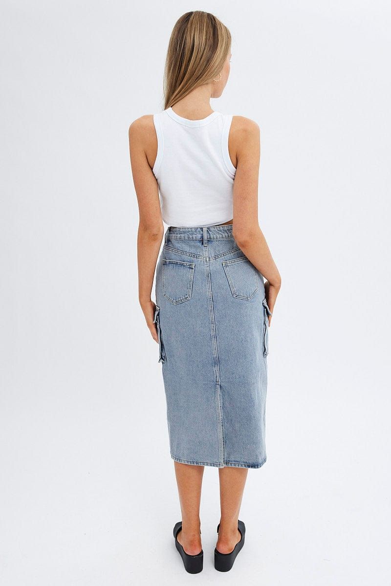 Denim Denim Skirt Cargo Midi sold by Ally Fashion product image thumbnail 5