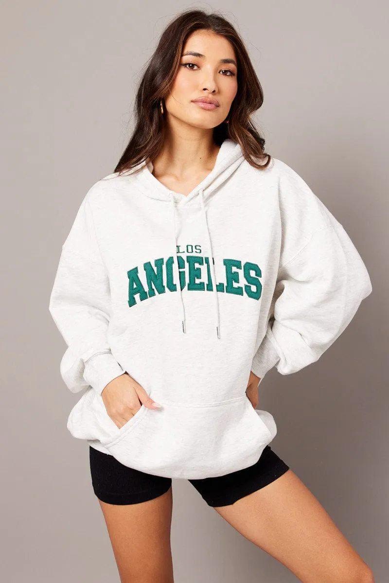 Grey Graphic Sweater Long Sleeve Hoodie sold by Ally Fashion product image thumbnail 3