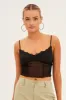 Black Lace Trim Mesh Cami Top sold by Ally Fashion