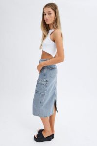 Denim Denim Skirt Cargo Midi sold by Ally Fashion