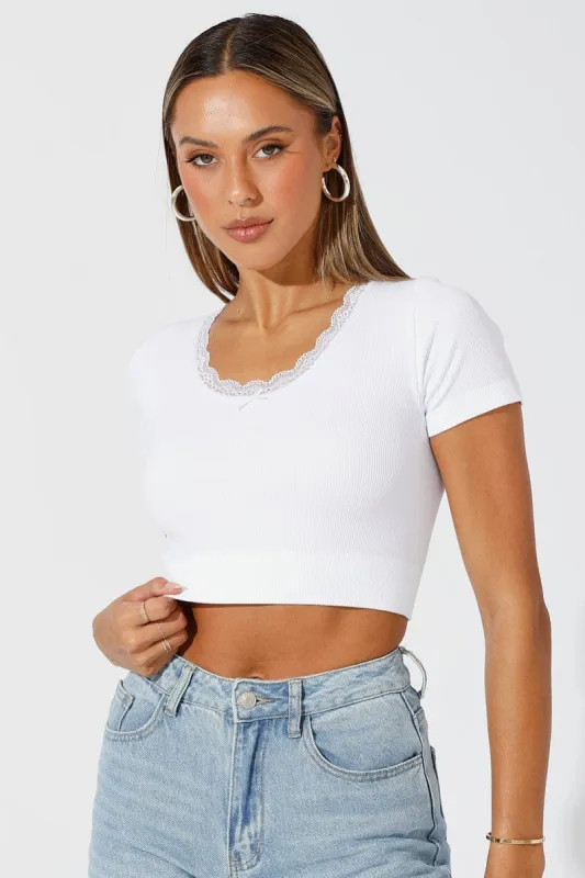 White Seamless Top Short Sleeve sold by Ally Fashion