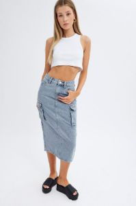 Denim Denim Skirt Cargo Midi sold by Ally Fashion