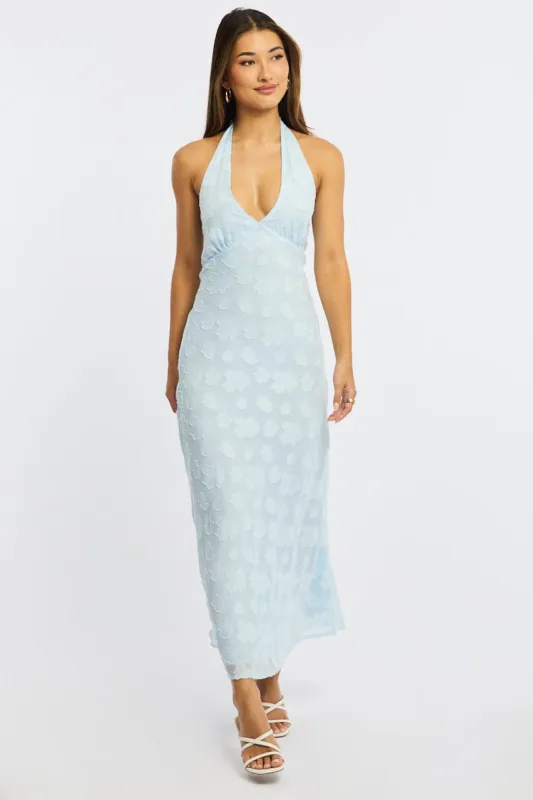 Blue Halter Neck Midi Dress sold by Ally Fashion