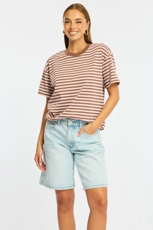 Denim Bermuda Shorts Mid Rise made by Ally Fashion