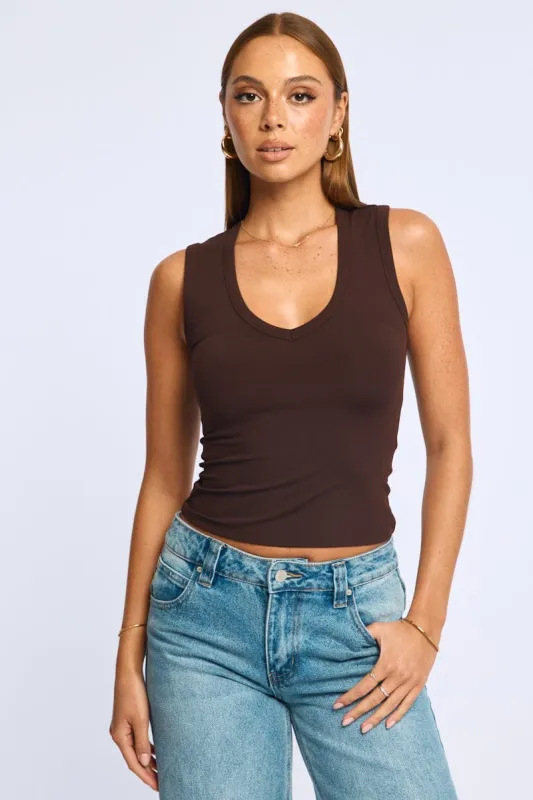 Brown Tank Sleeveless sold by Ally Fashion