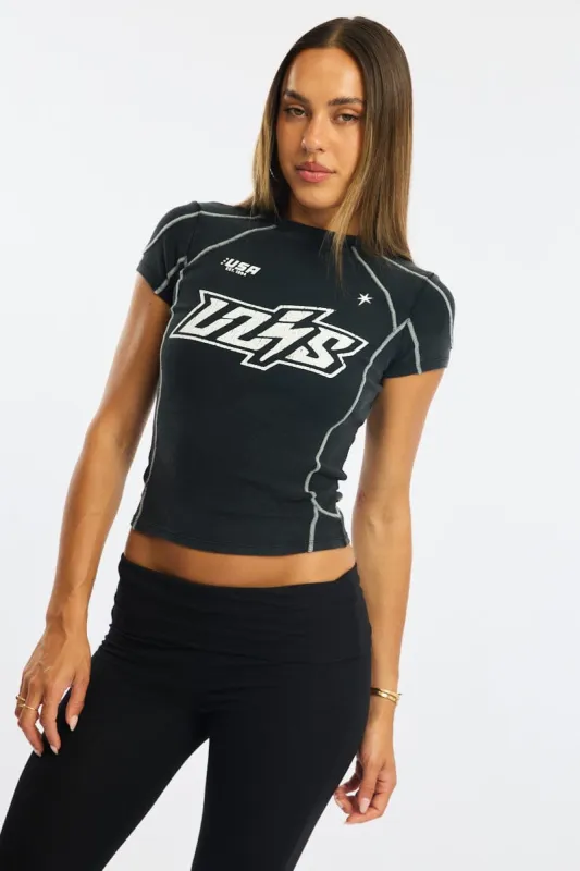 Black Graphic Tee Short Sleeve made by Ally Fashion