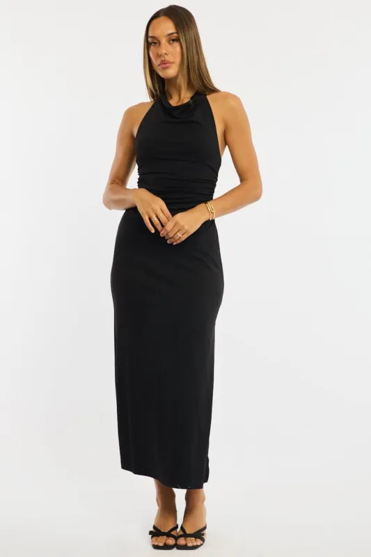 Black Midi Dress Halter Neck sold by Ally Fashion