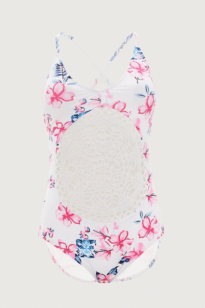 Print Cut Out One Piece Swimsuit sold by Ally Fashion