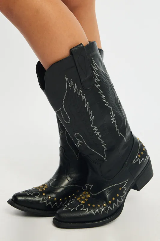 Black Western Cowboy Boots sold by Ally Fashion