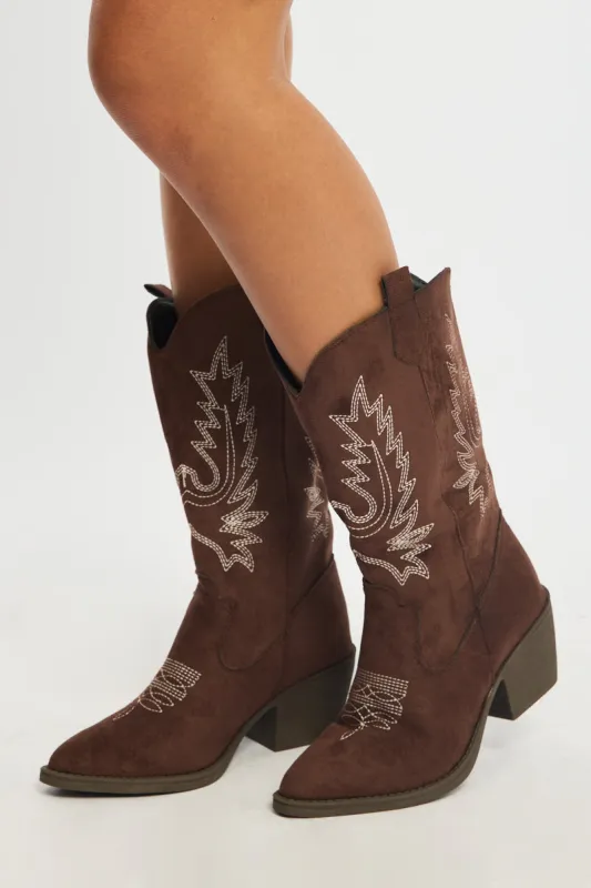 Brown Embroidered Western Cowboy Boots sold by Ally Fashion