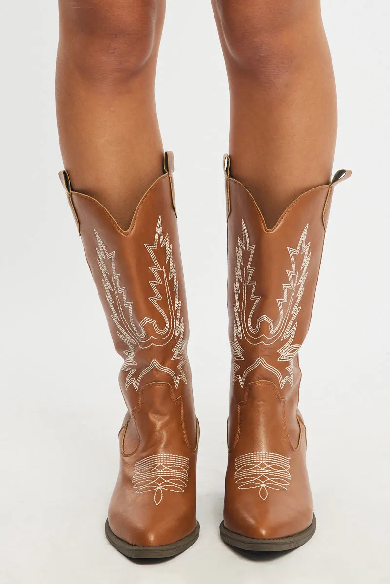 Brown Embroidered Western Cowboy Boots sold by Ally Fashion product image thumbnail 2
