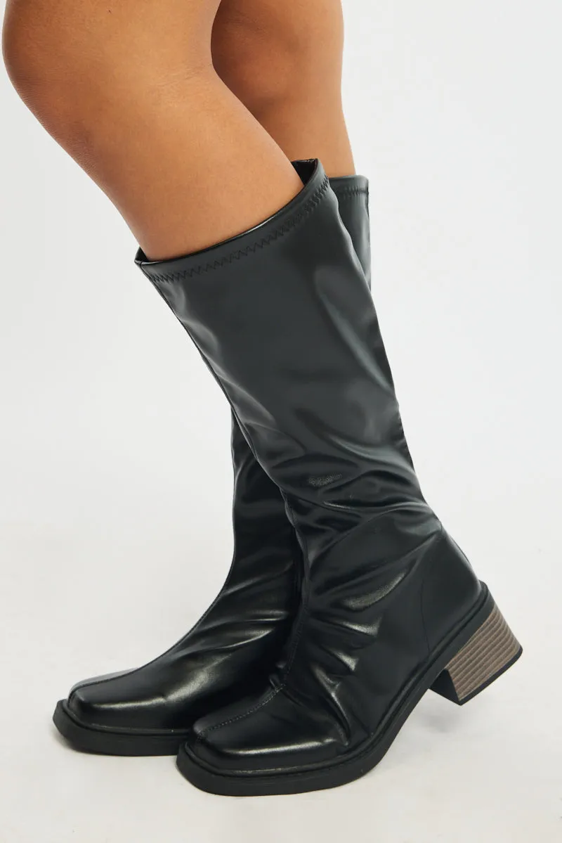 Black Knee High Boots sold by Ally Fashion