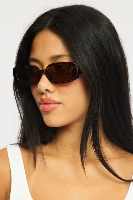 Brown Animal Print Rectangular Sunglasses sold by Ally Fashion