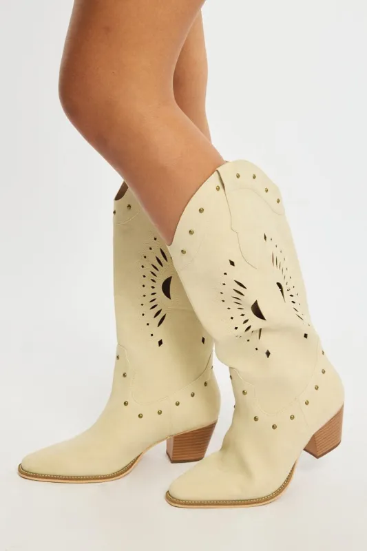White Cowboy Boots sold by Ally Fashion