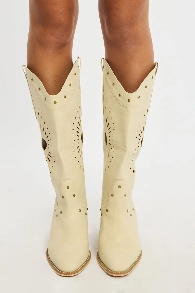 White Cowboy Boots sold by Ally Fashion product image thumbnail 2