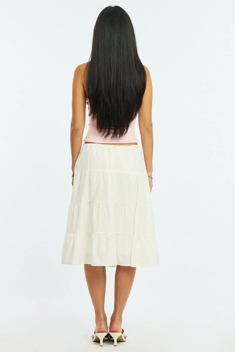 White Midi Tiered Skirt Mid Rise Lined sold by Ally Fashion product image thumbnail 5