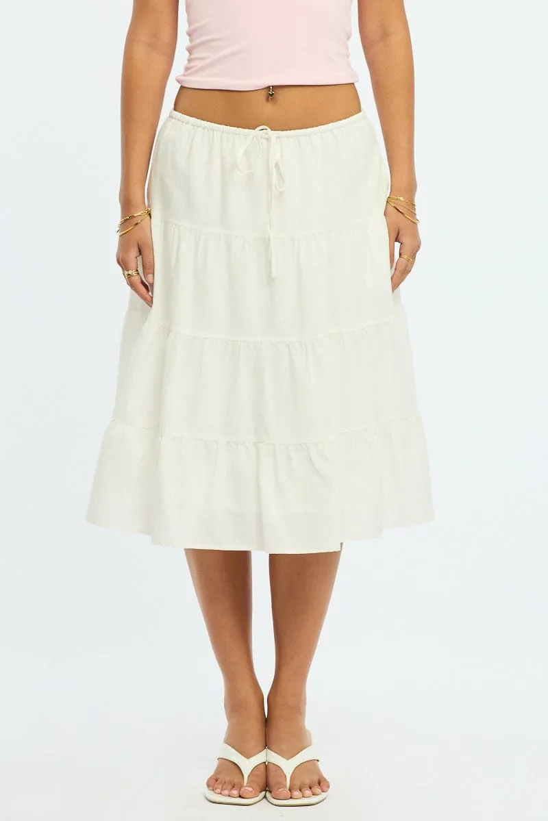 White Midi Tiered Skirt Mid Rise Lined sold by Ally Fashion product image thumbnail 2