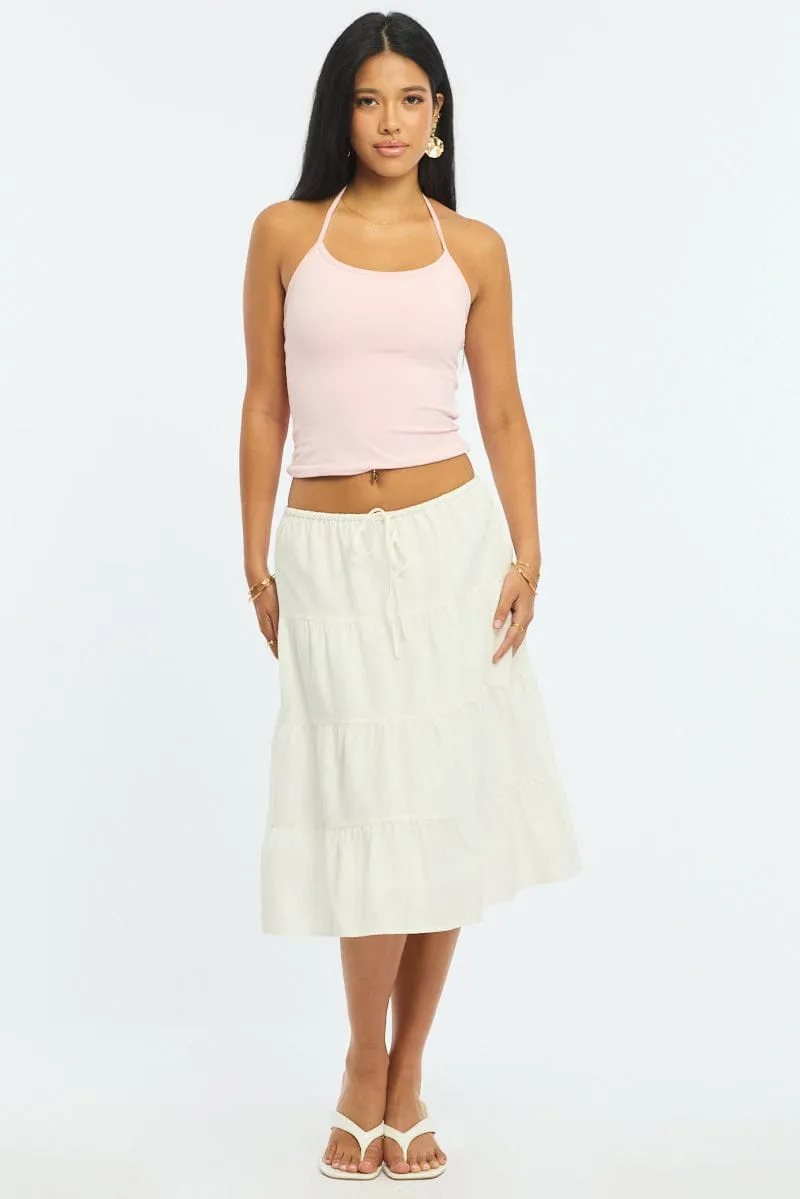 White Midi Tiered Skirt Mid Rise Lined sold by Ally Fashion product image thumbnail 3