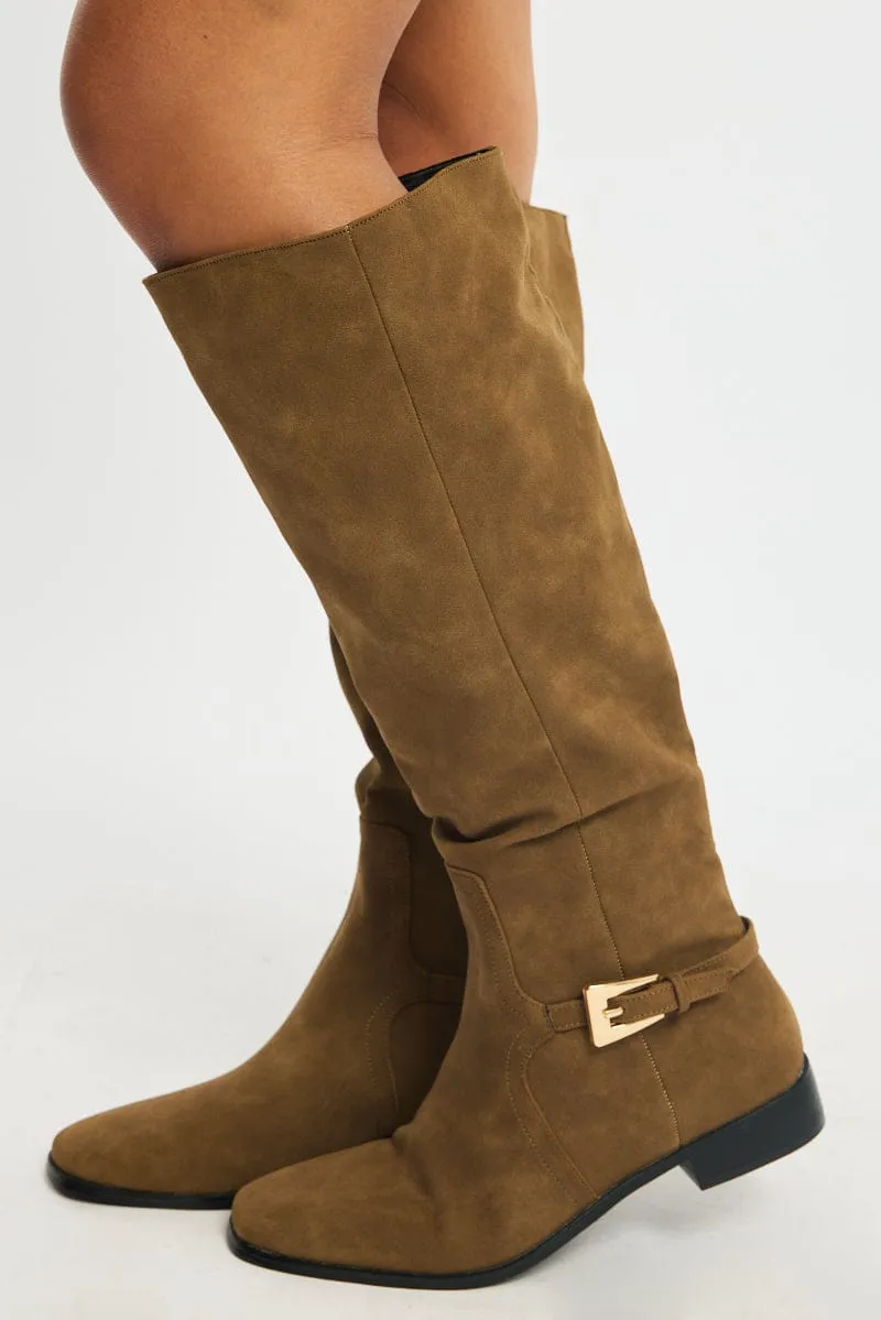 Brown Knee High Boots sold by Ally Fashion